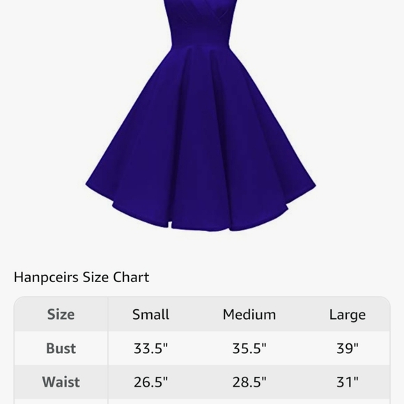 NWOT Hanpceirs Cap Sleeve 1950s Retro Cocktail Swing Dress, SZ MED, ROYAL BLUE - Picture 6 of 8